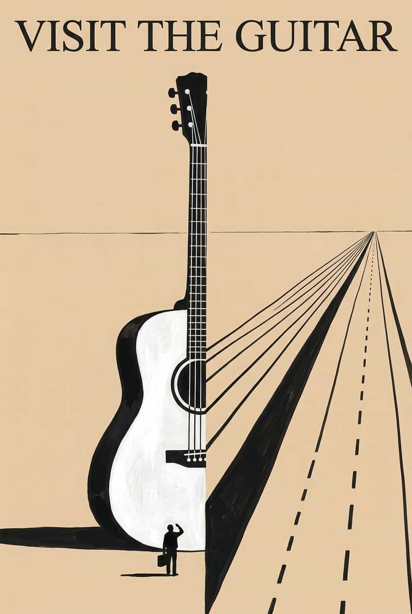 Canvas print of a classic guitar, titled 'Canvas Guitar Grand Tour', rendered with museum-grade archival inks on stretched ca