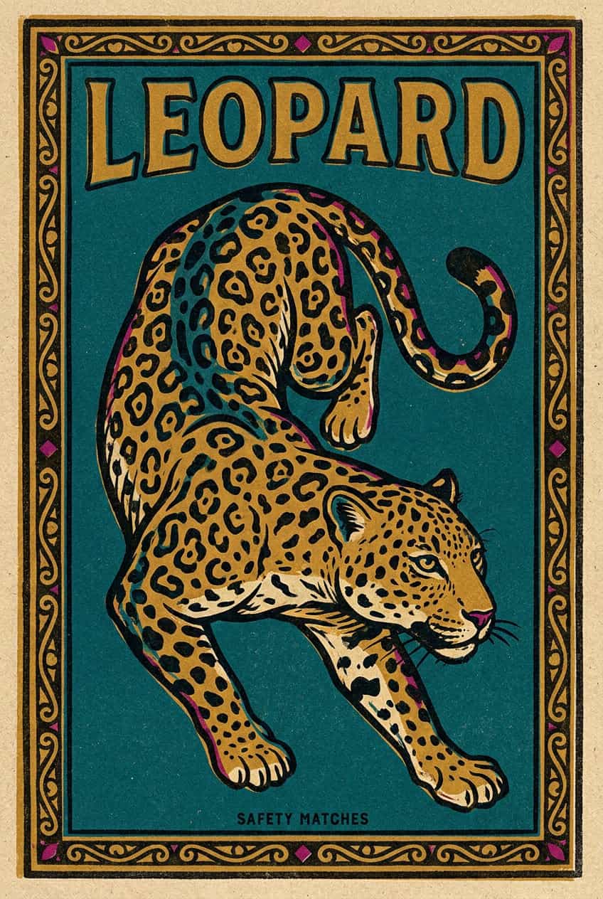 Poster Leopard artwork featuring a majestic leopard in a captivating pose, printed on enhanced matte paper.
