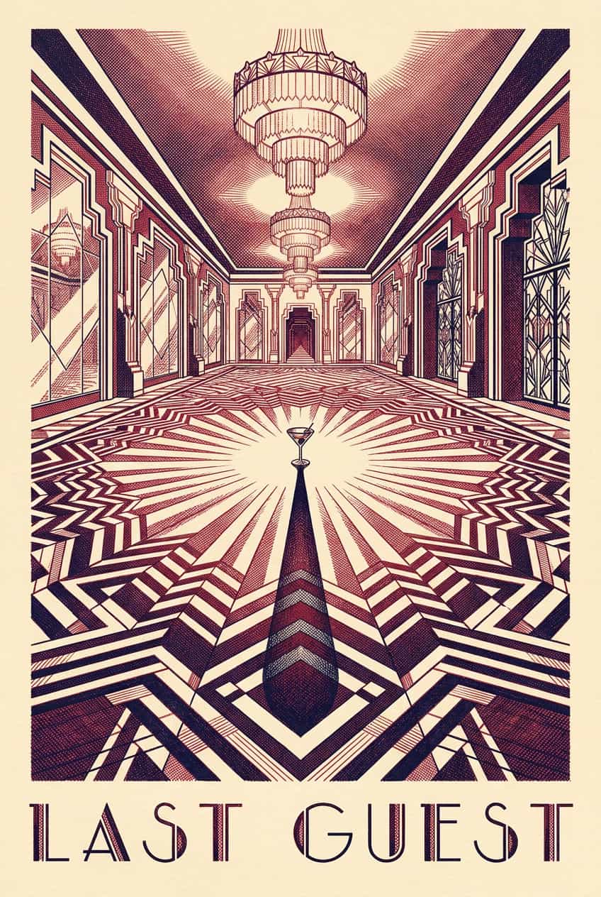 Poster featuring a stylish Martini glass, titled 'Martini Last Guest'.