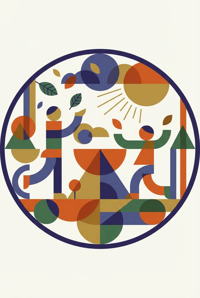 Art print poster titled 'Joy Of Life' depicting a vibrant and cheerful scene, radiating happiness and carefree living.