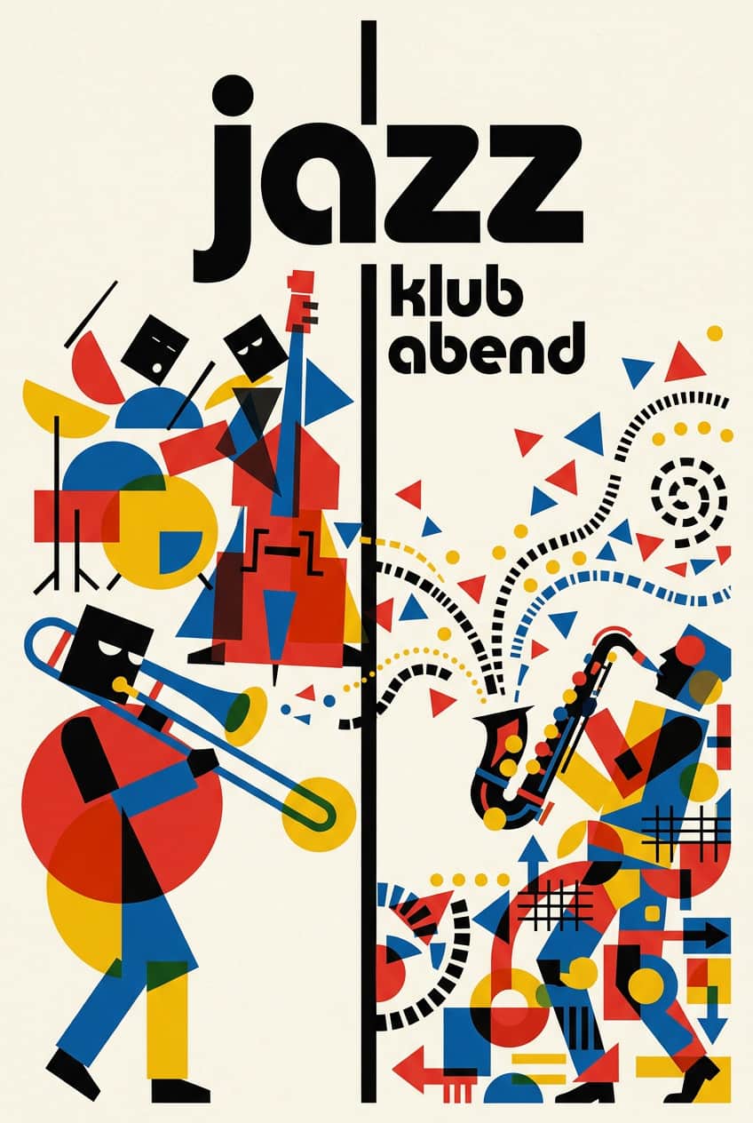 Canvas print of a jazz club scene with musicians playing instruments, evoking a lively evening atmosphere.