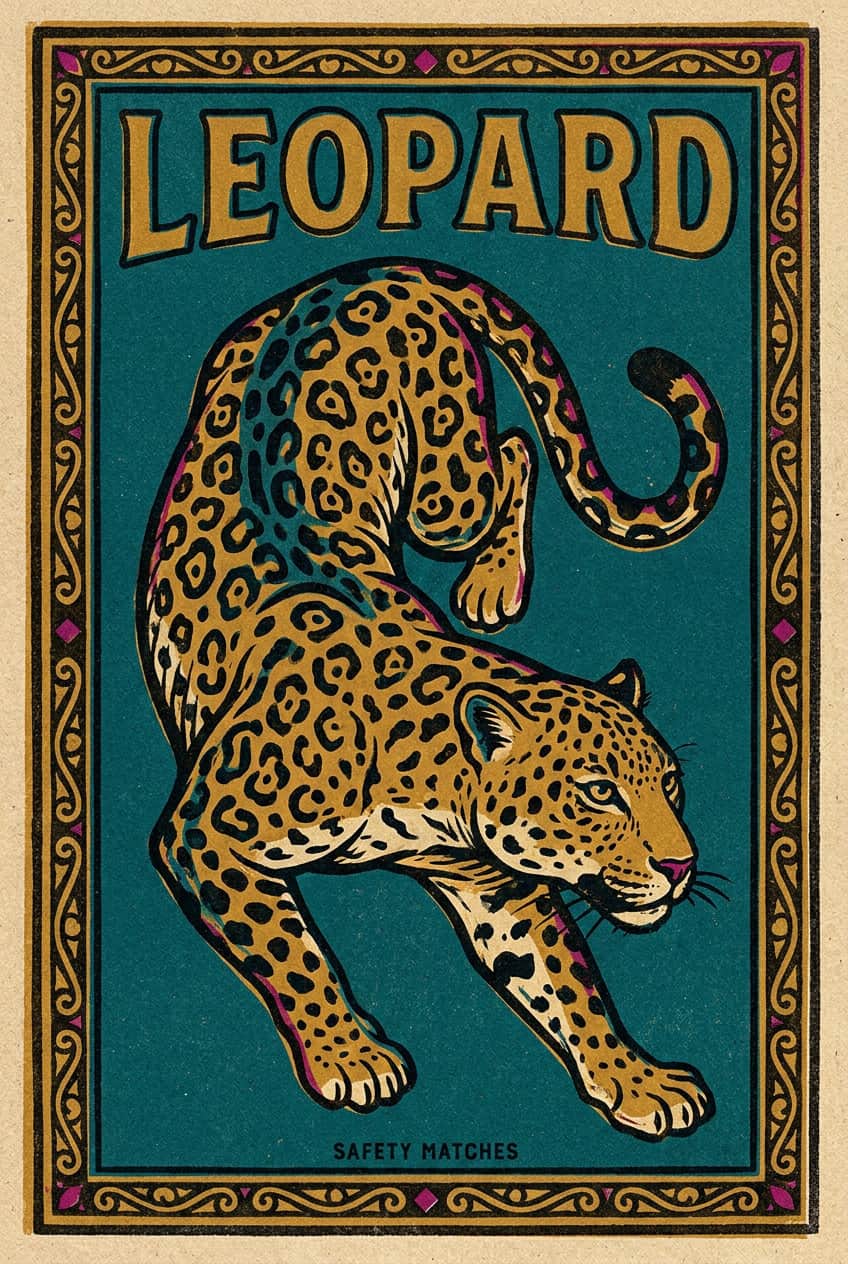 Poster Leopard artwork featuring a majestic leopard in a captivating pose, printed on enhanced matte paper.