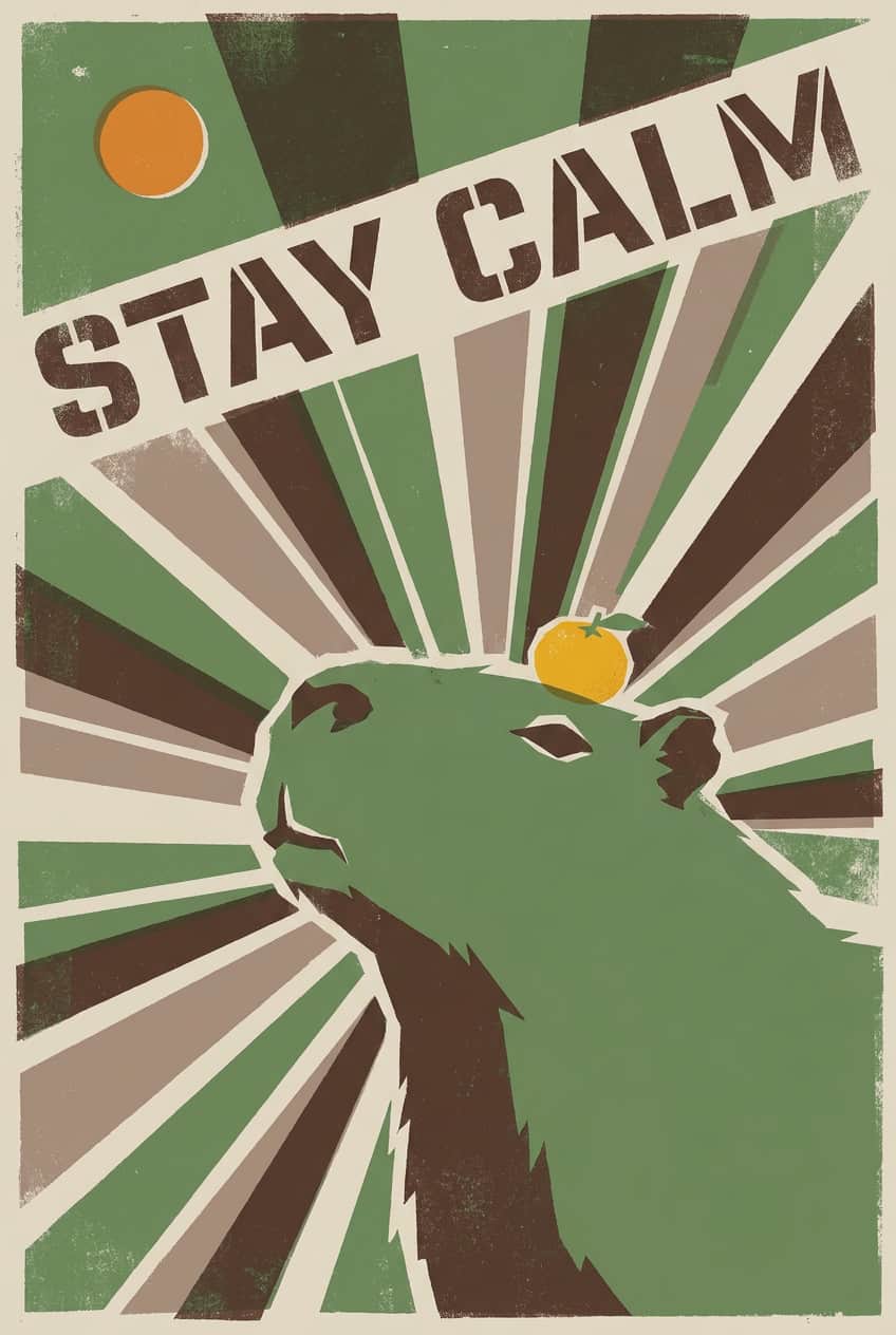 Canvas art print of a capybara looking calm and relaxed, with a serene expression.