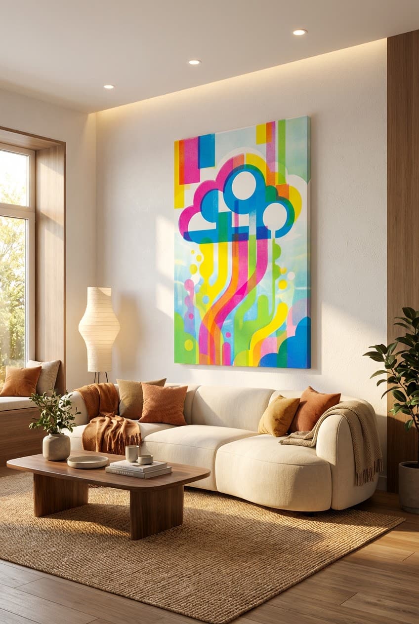 Mid-century decor idea: “Canvas Pop Cloud” in a living room