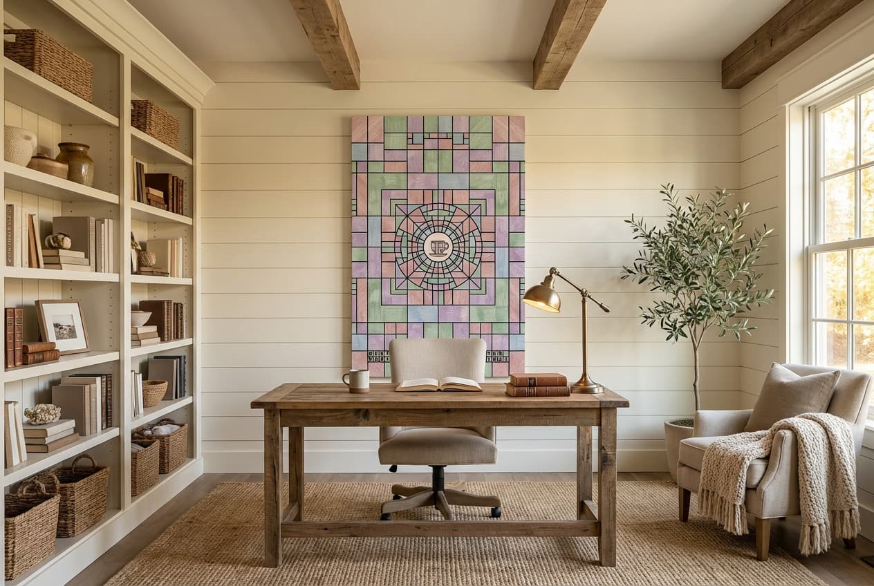 Farmhouse decor idea: “Canvas Cup Tiny Café” in a home office