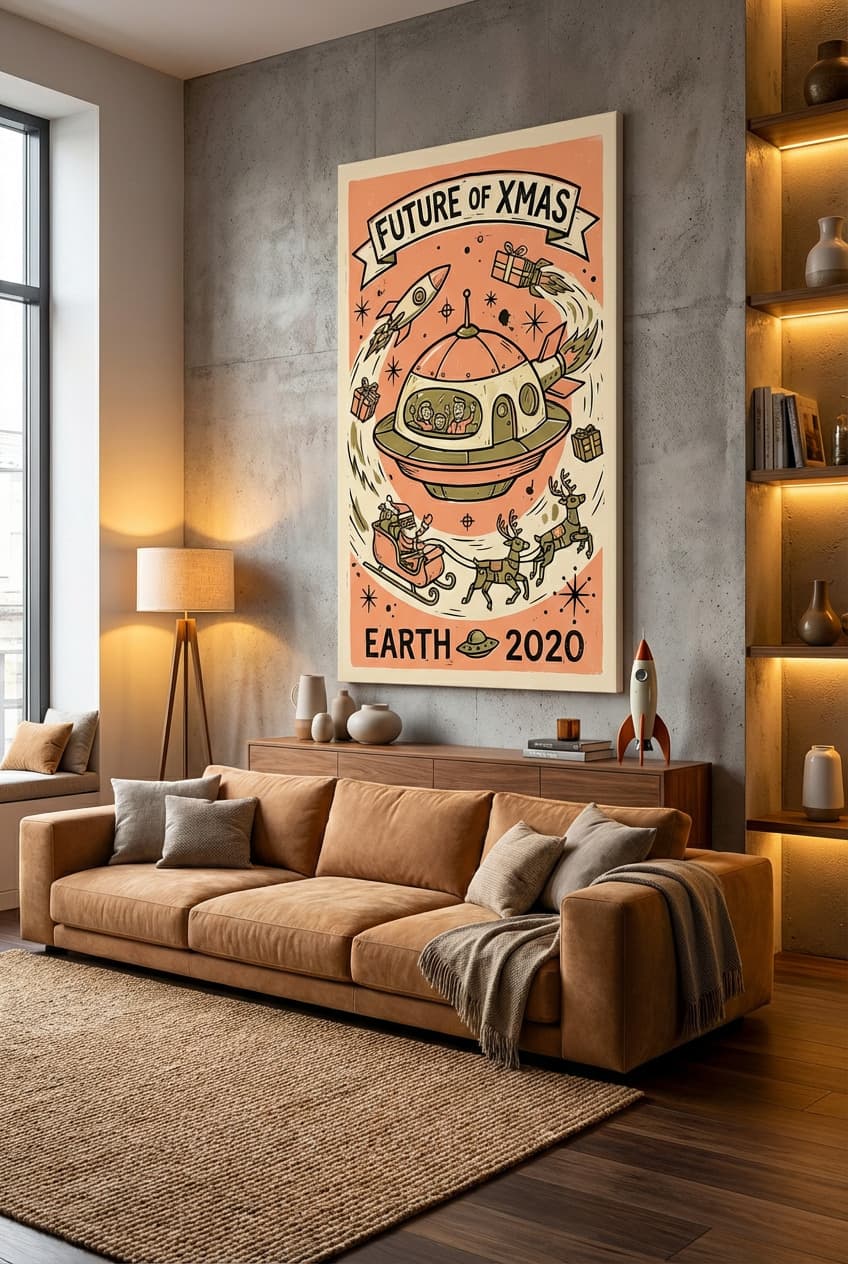 Mid-century decor idea: “Canvas Douceur de Noël” in a living room