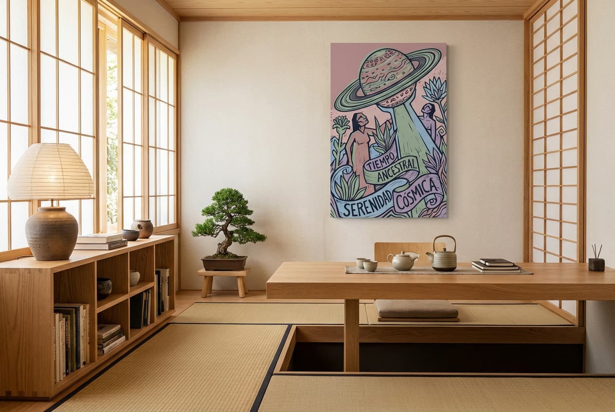 Japanese decor idea: “Canvas Saturn planet” in a home office