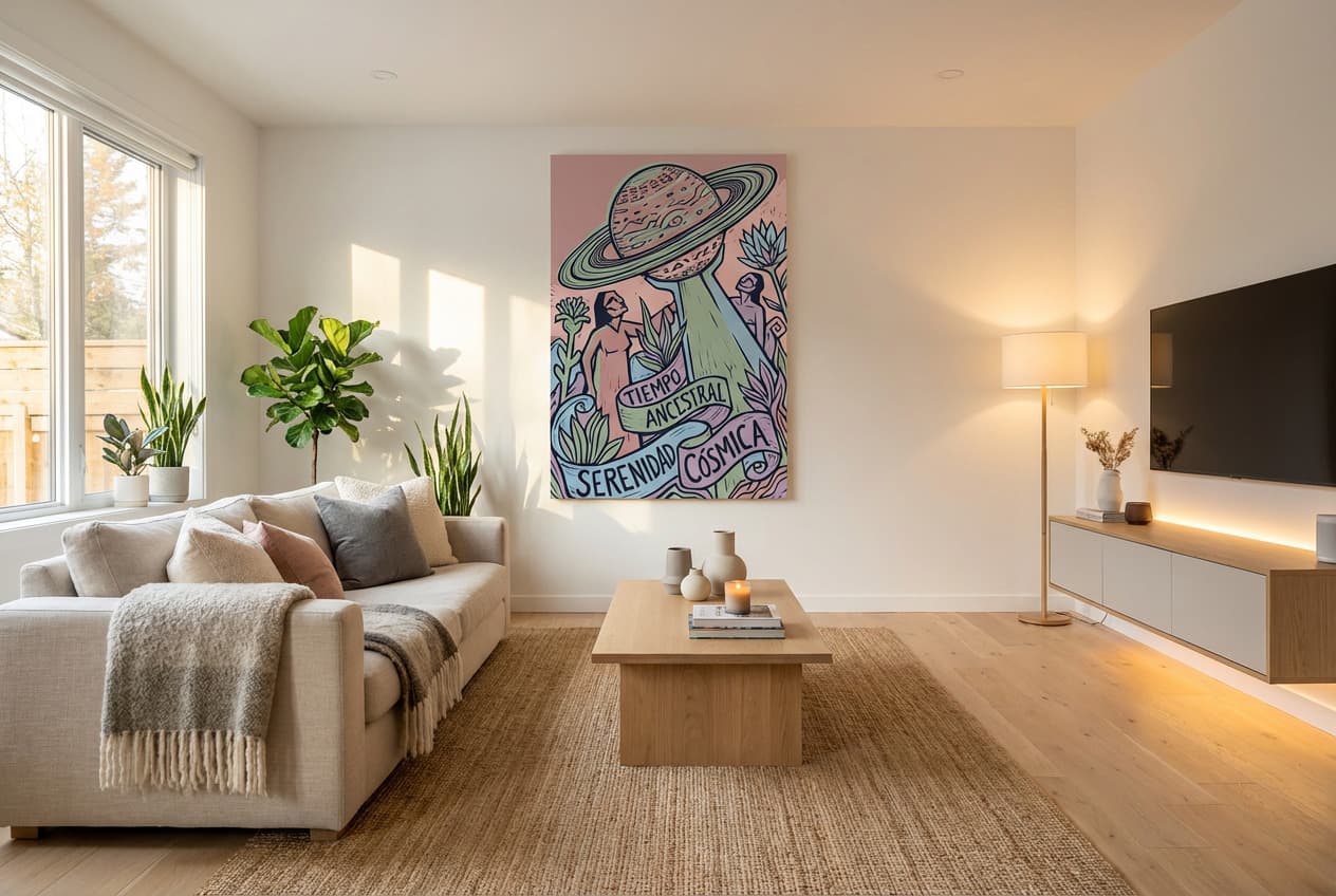 Scandinavian decor idea: “Canvas Saturn planet” in a living room