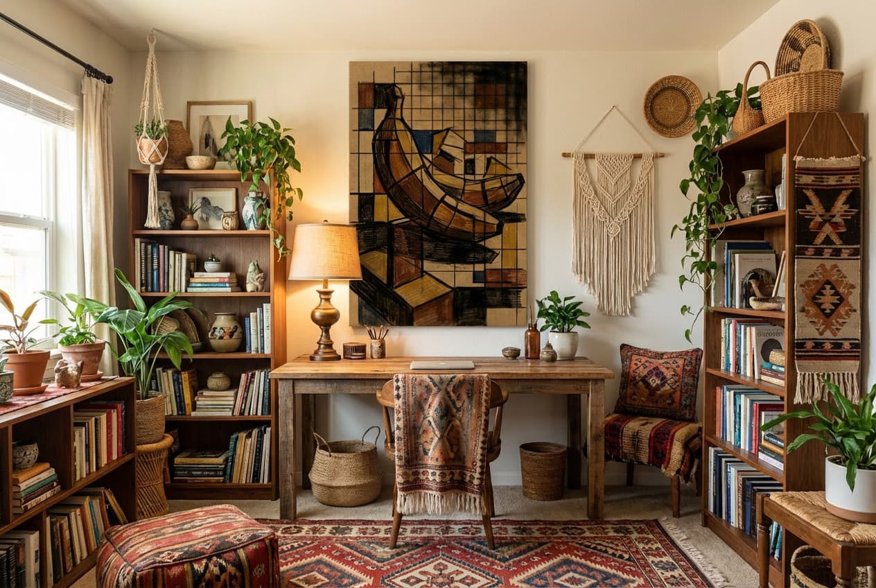 Bohemian decor idea: “Canvas Mega Banana” in a home office