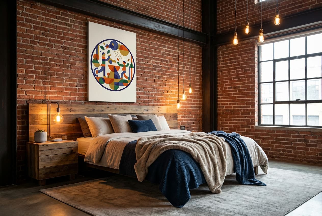 Industrial decor idea: “Canvas Joy Of Life” in a bedroom
