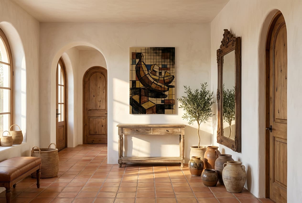 Mediterranean decor idea: “Canvas Mega Banana” in a hallway
