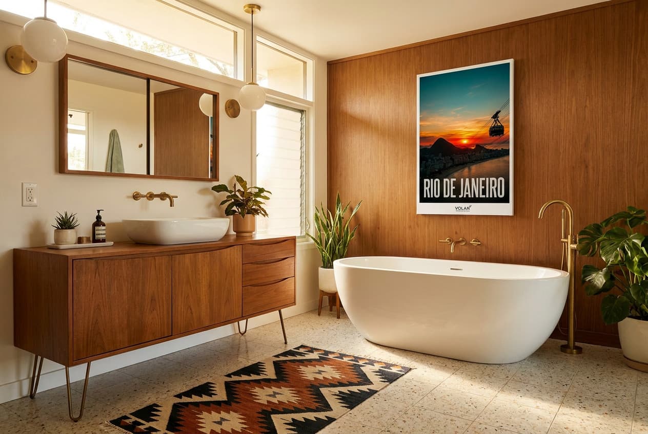 Mid-century decor idea: “Canvas Rio De Janeiro” in a bathroom