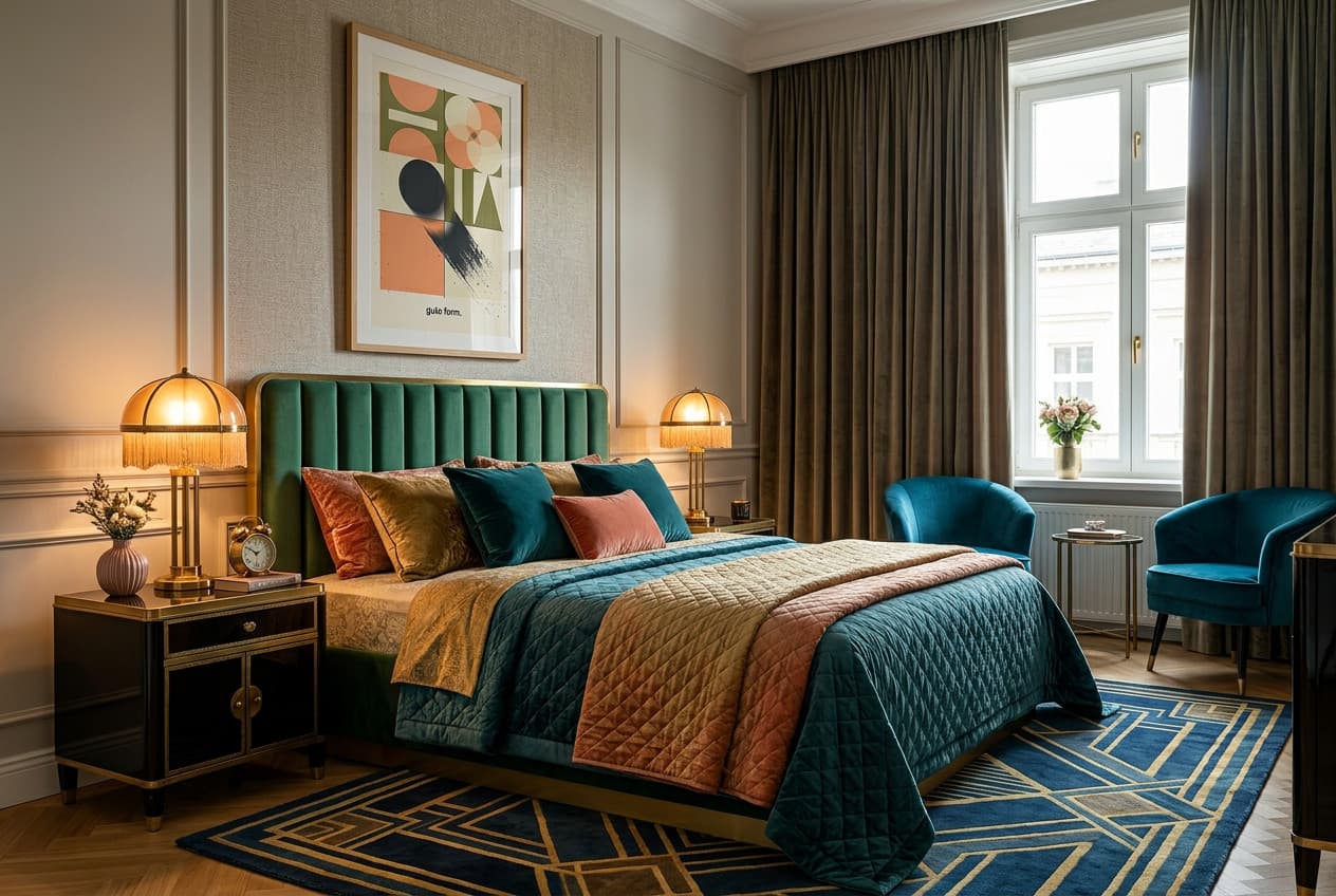 Art Deco decor idea: “Poster Bauhaus Gute Form” in a bedroom
