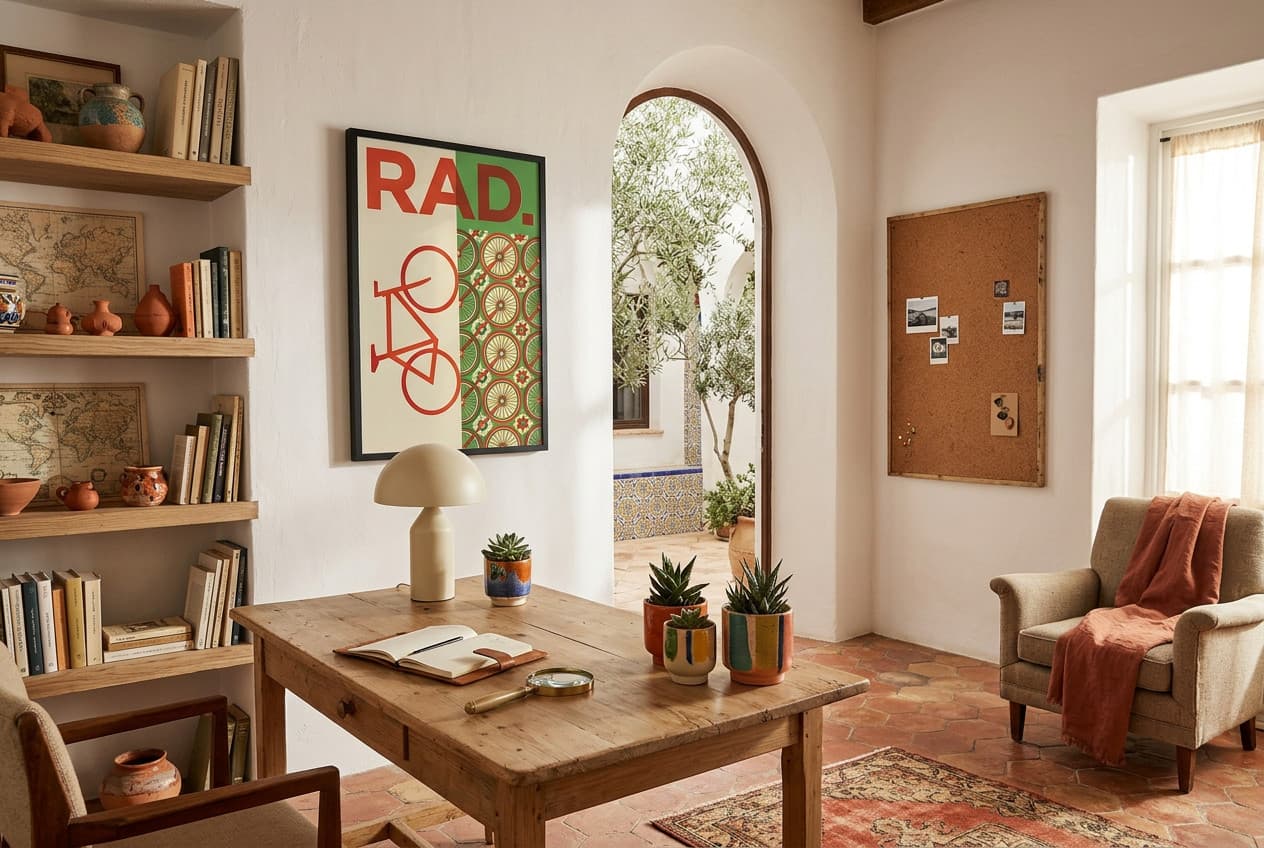 Mediterranean decor idea: “Poster Bicycle Rad” in a home office