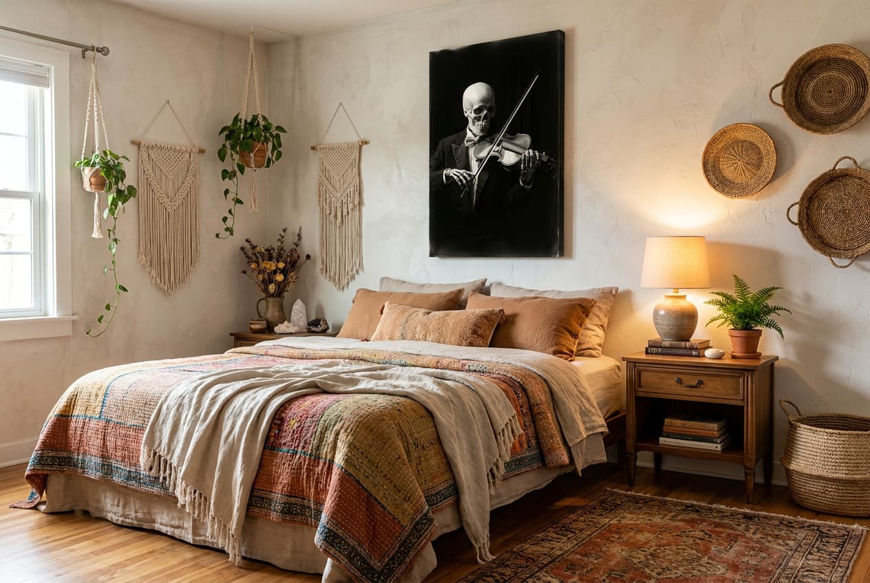 Bohemian decor idea: “Canvas The Violinist” in a bedroom