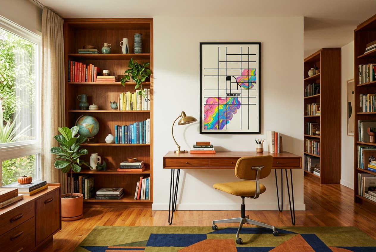 Mid-century decor idea: “Poster Piano Color Grid” in a home office