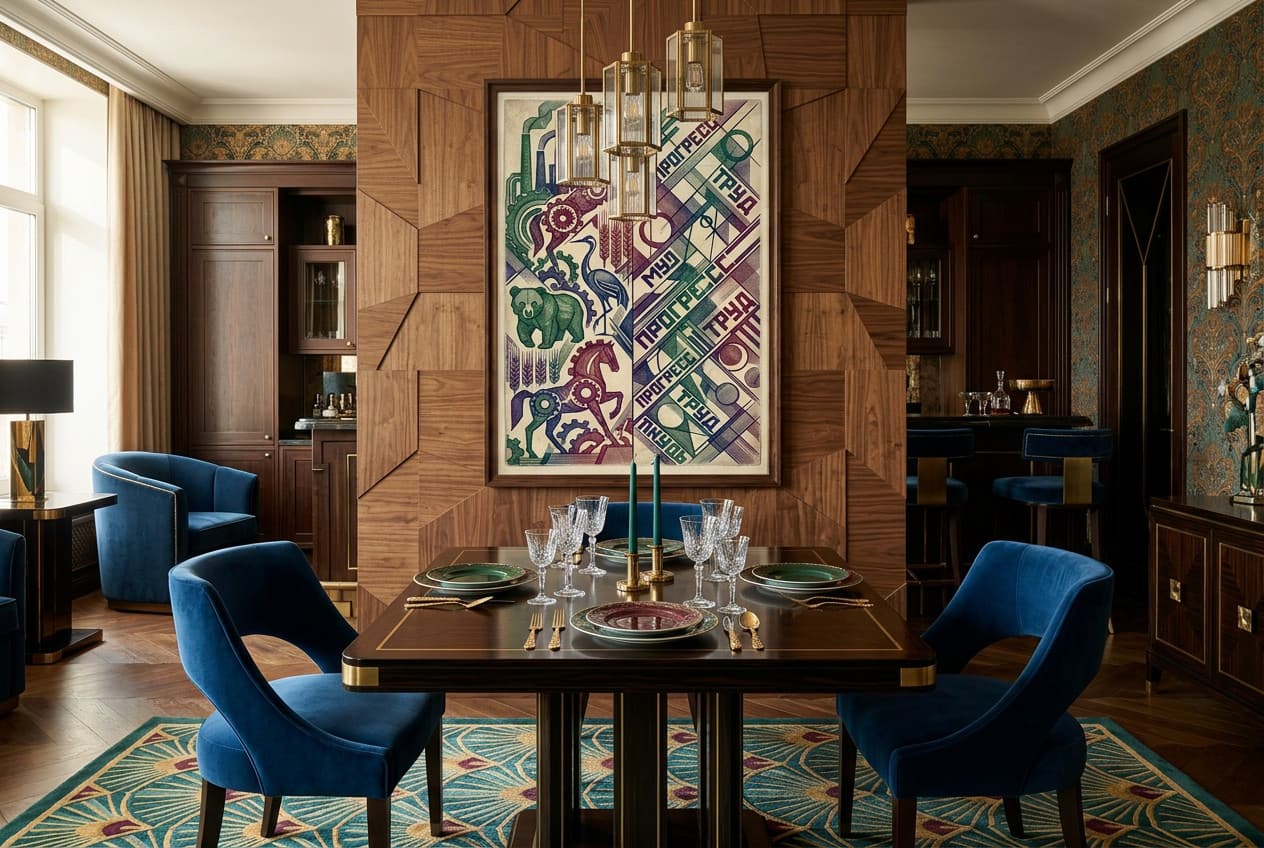 Art Deco decor idea: “Poster Whimsy Silhouette” in a dining room