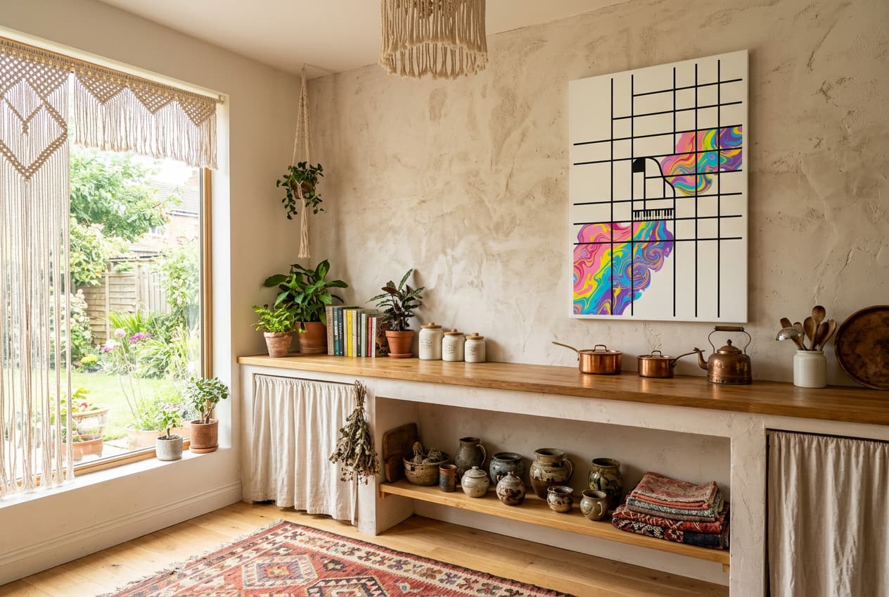 Bohemian decor idea: “Canvas Piano Color Grid” in a kitchen