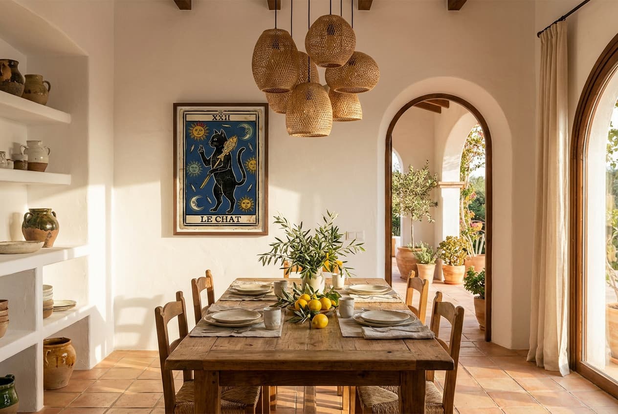 Mediterranean decor idea: “Poster Le Chat” in a dining room