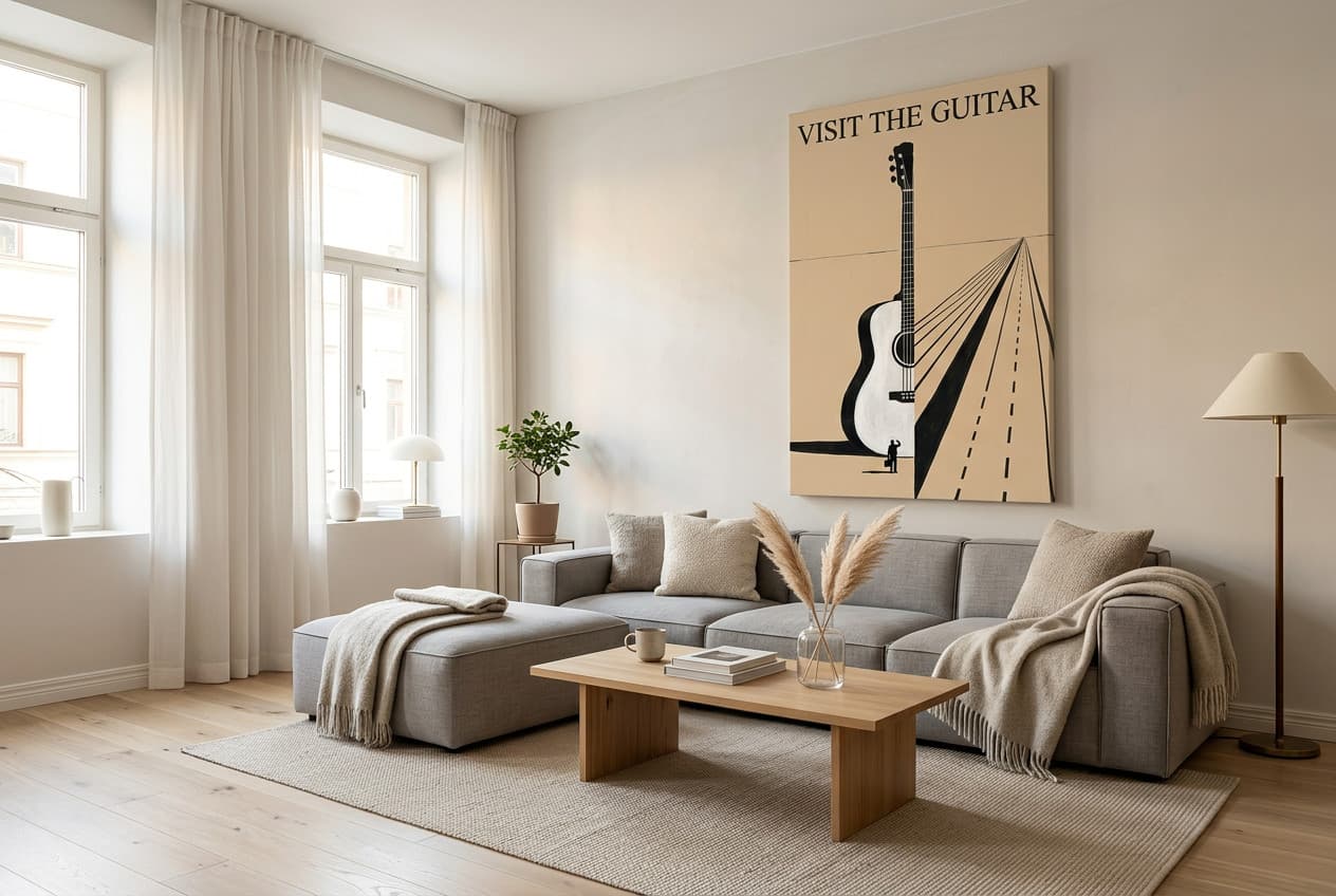 Scandinavian decor idea: “Canvas Guitar Grand Tour” in a living room