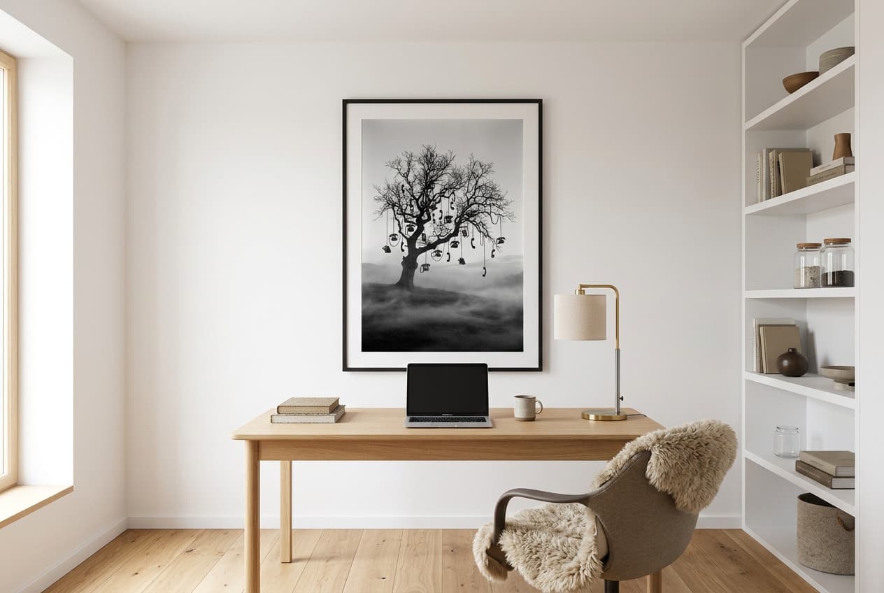 Scandinavian decor idea: “Poster Ancient Oak” in a home office