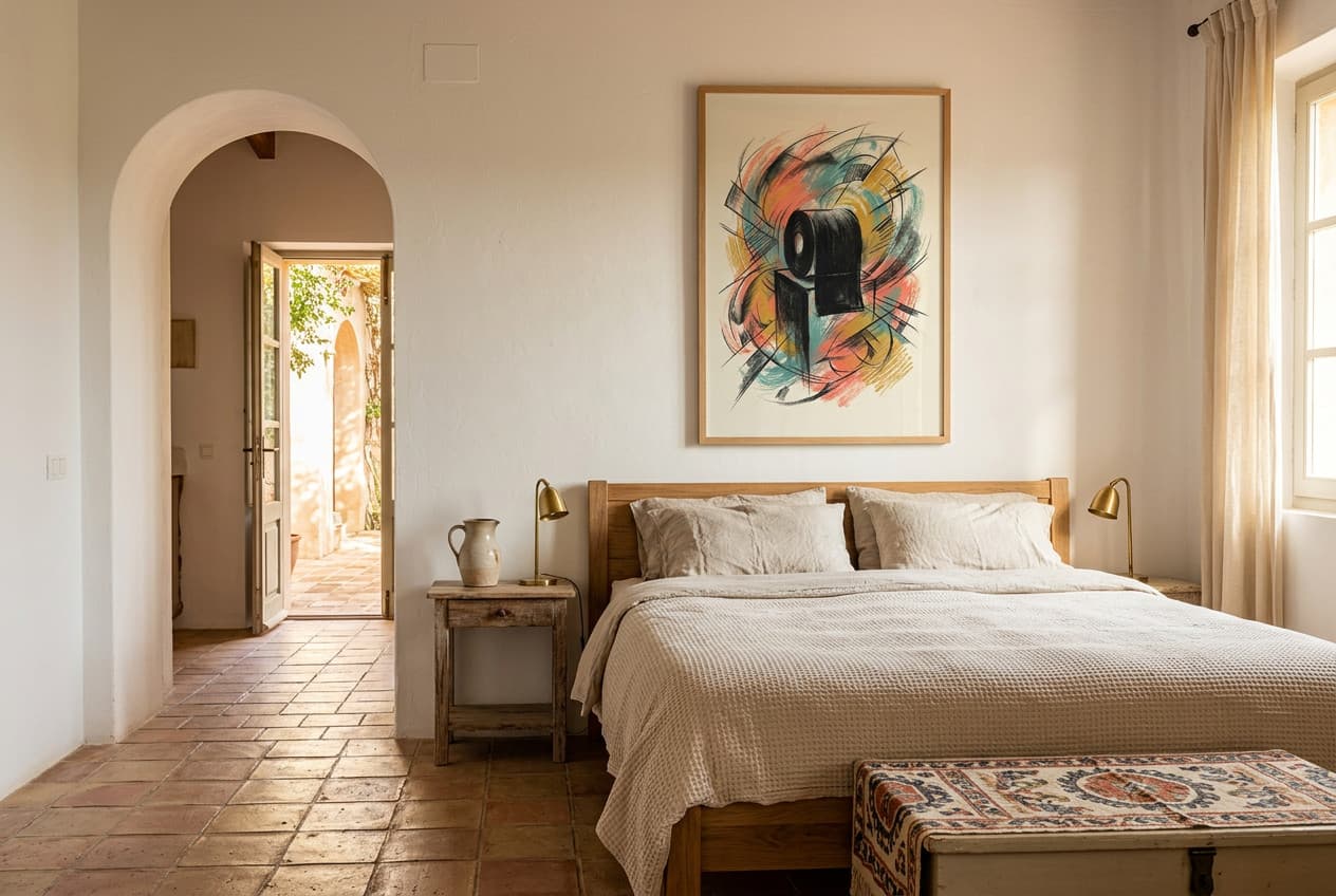 Mediterranean decor idea: “Poster Golden Roll” in a bedroom