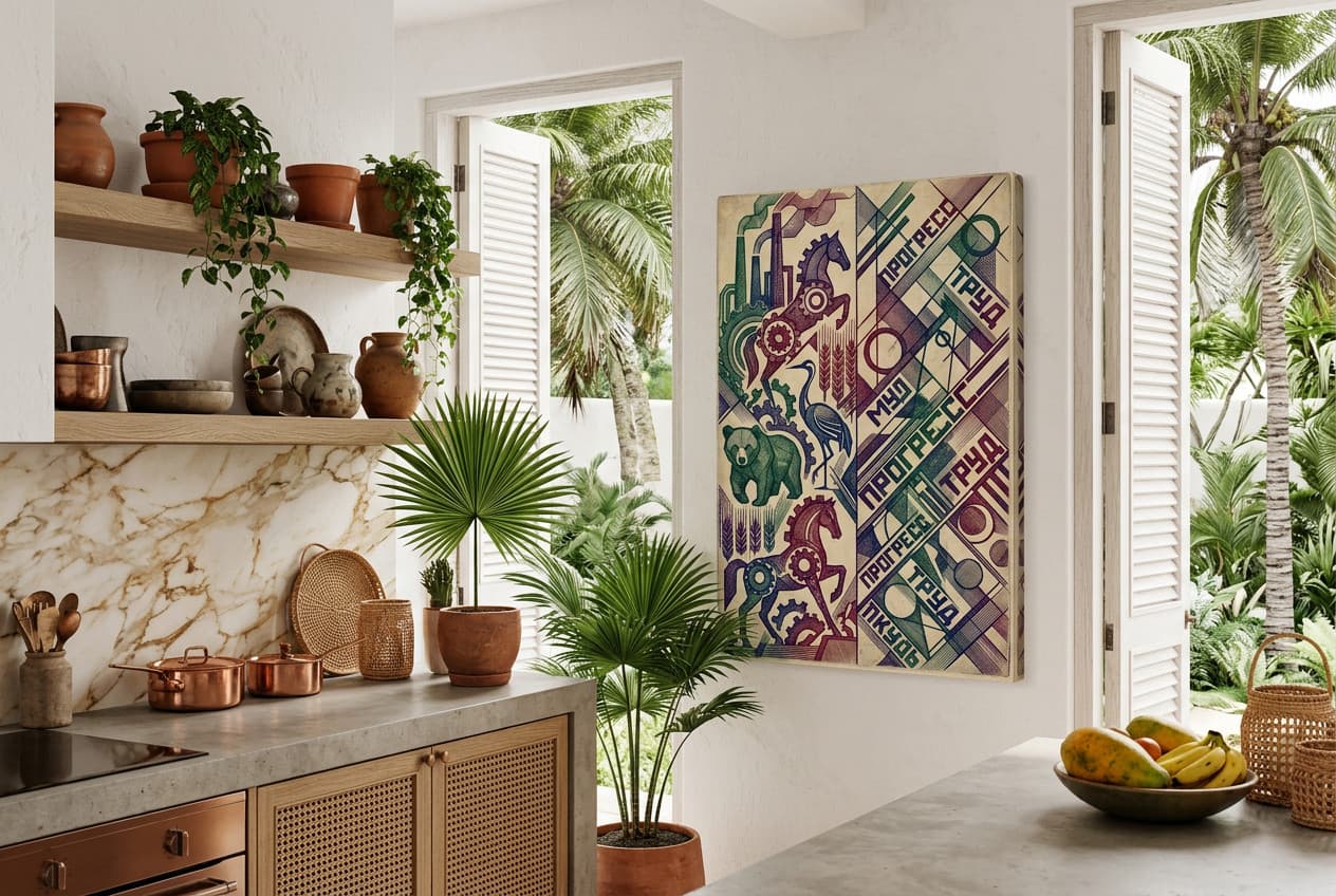 Tropical decor idea: “Canvas Whimsy Silhouette” in a kitchen