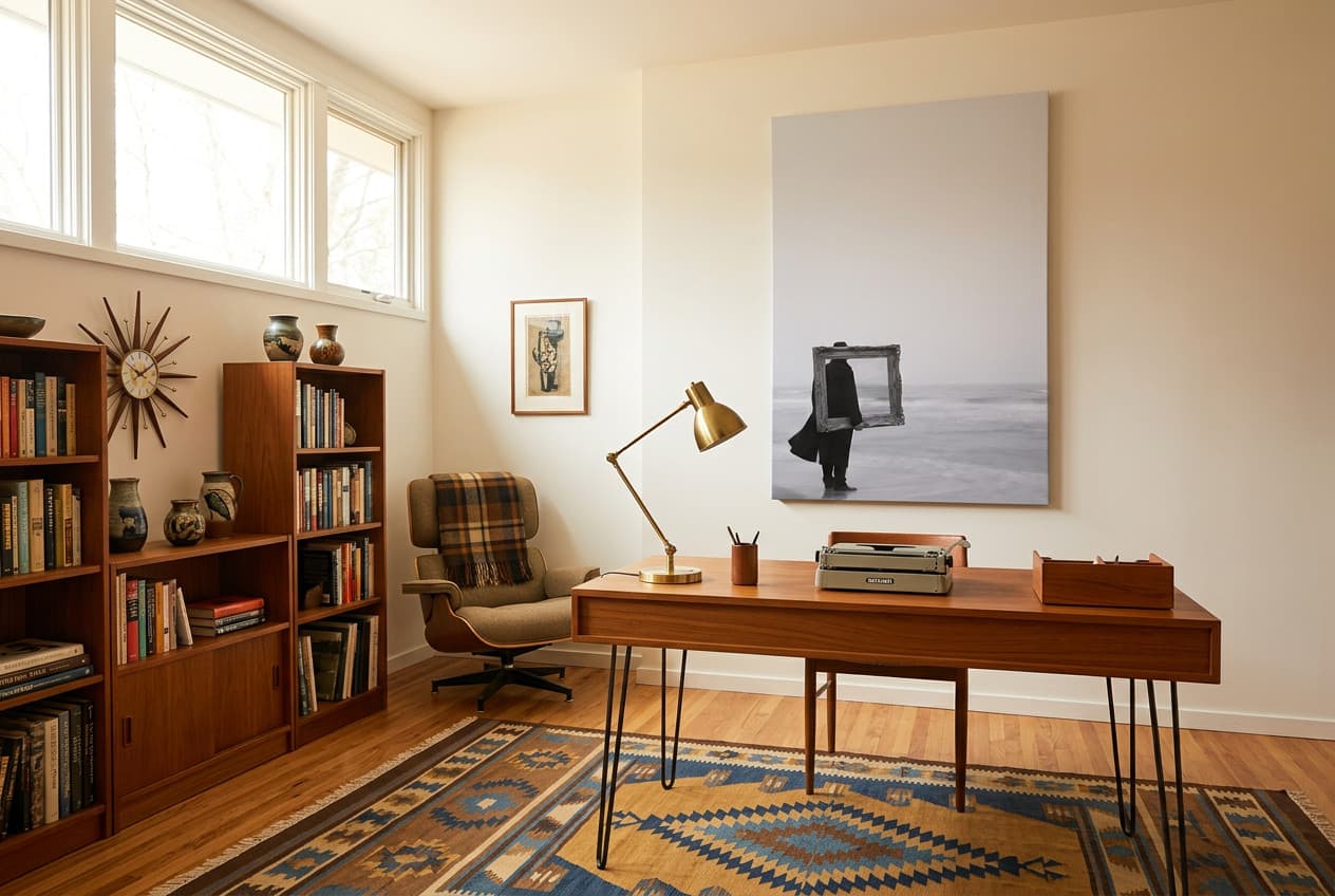 Mid-century decor idea: “Canvas Windswept Coast” in a home office
