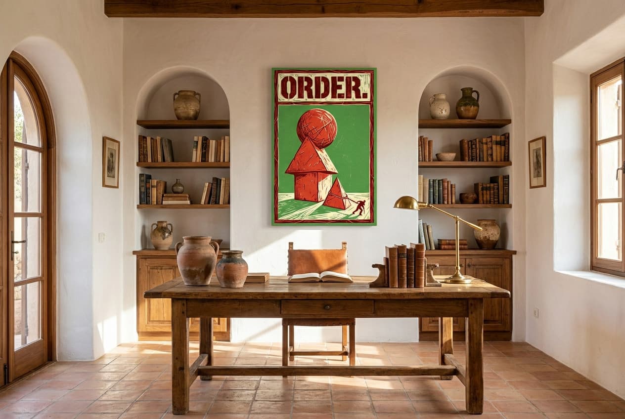 Mediterranean decor idea: “Canvas Geometric Order” in a home office