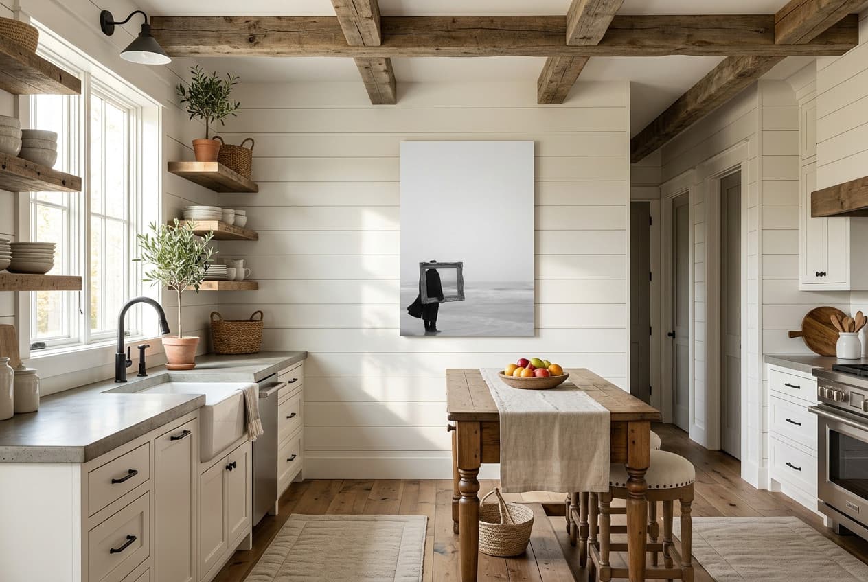 Farmhouse decor idea: “Canvas Windswept Coast” in a kitchen