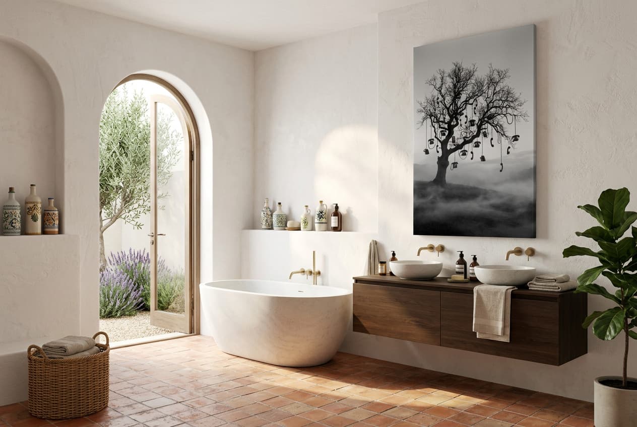 Mediterranean decor idea: “Canvas Ancient Oak” in a bathroom