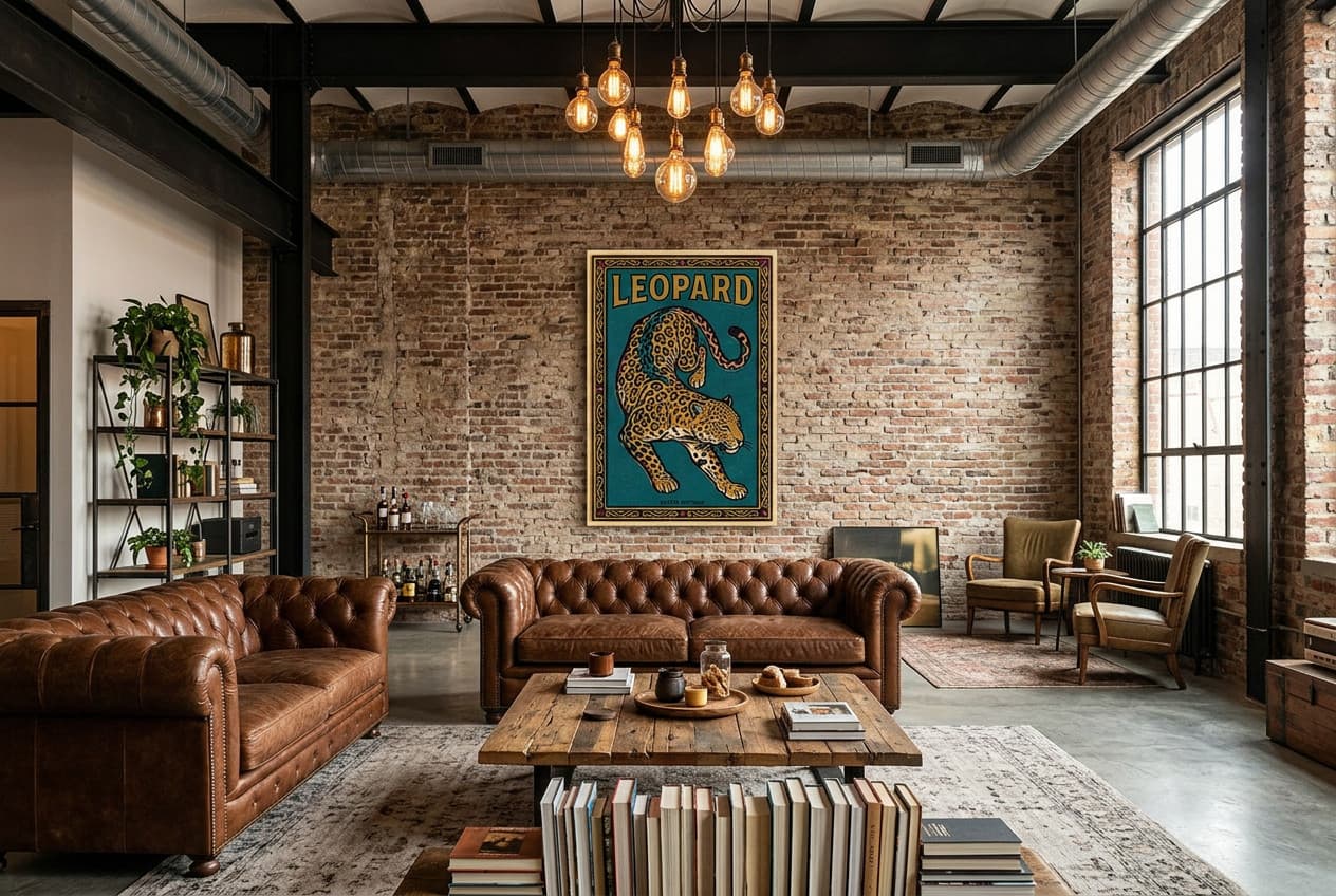 Industrial decor idea: “Canvas Leopard” in a living room