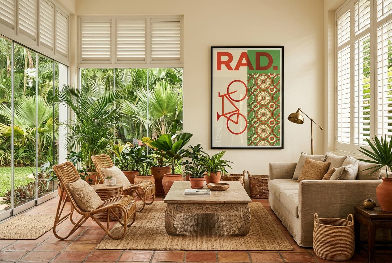 Tropical decor idea: “Poster Bicycle Rad” in a living room