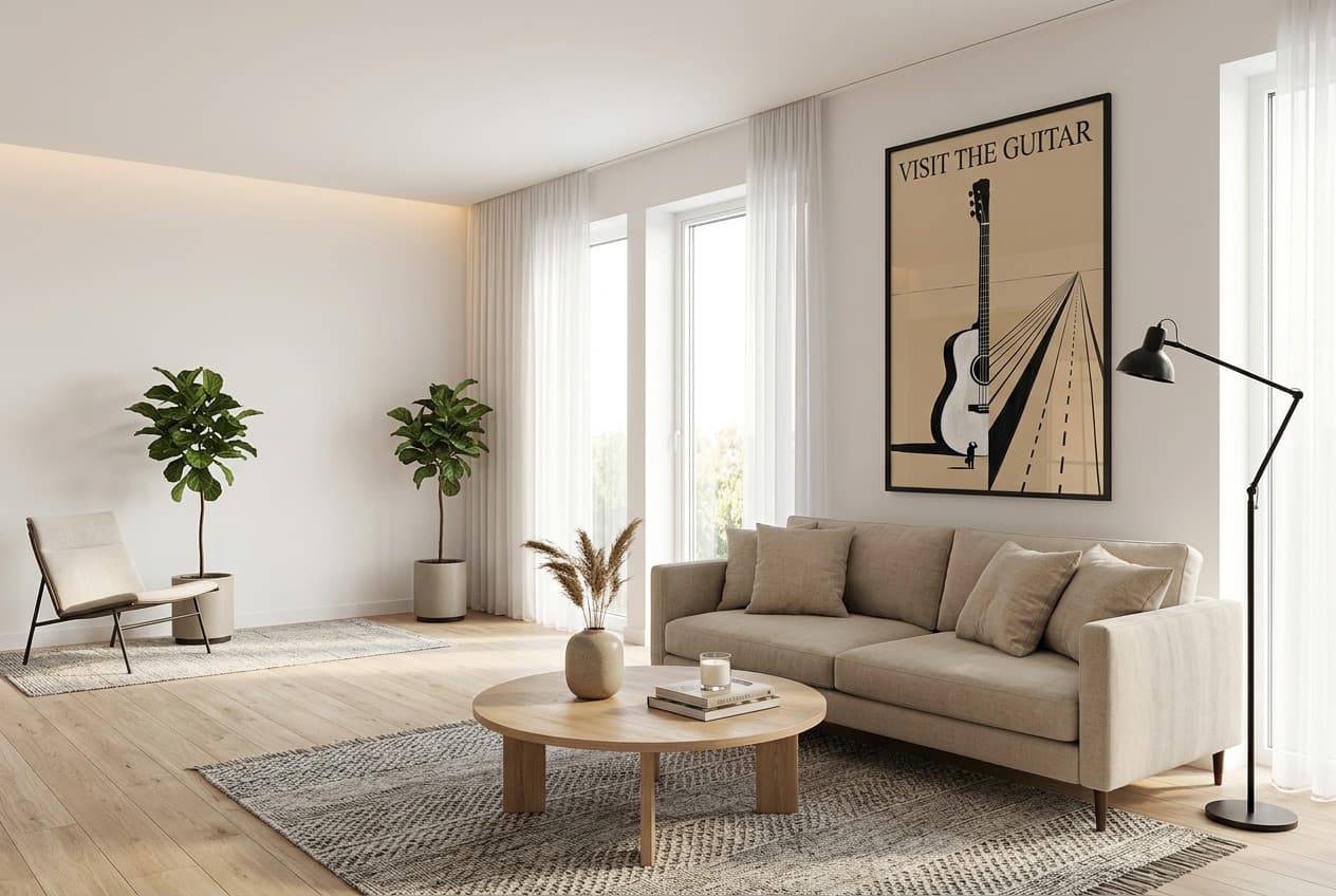 Scandinavian decor idea: “Poster Guitar Grand Tour” in a living room