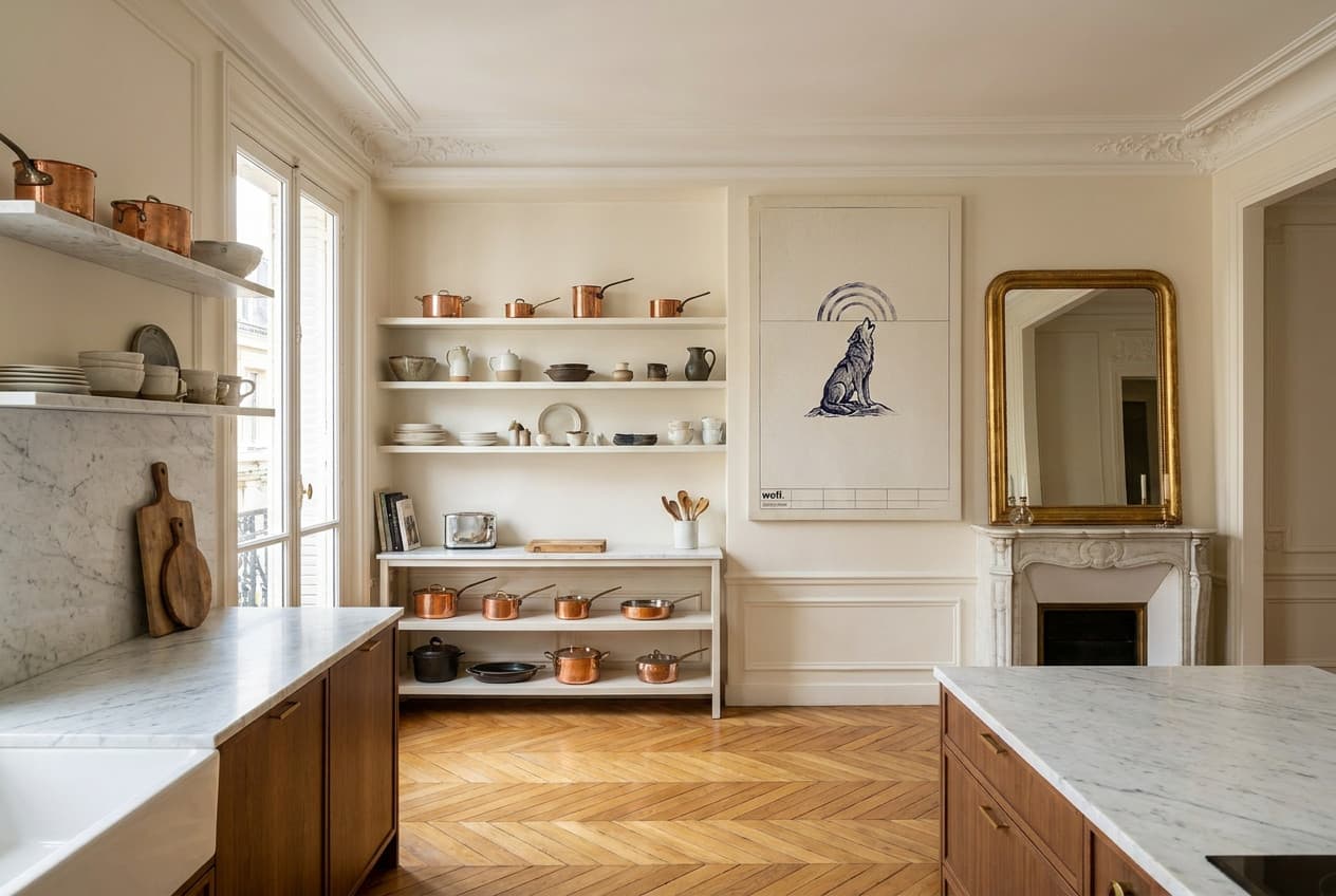 Parisian decor idea: “Canvas Wolf Canis Lupus” in a kitchen
