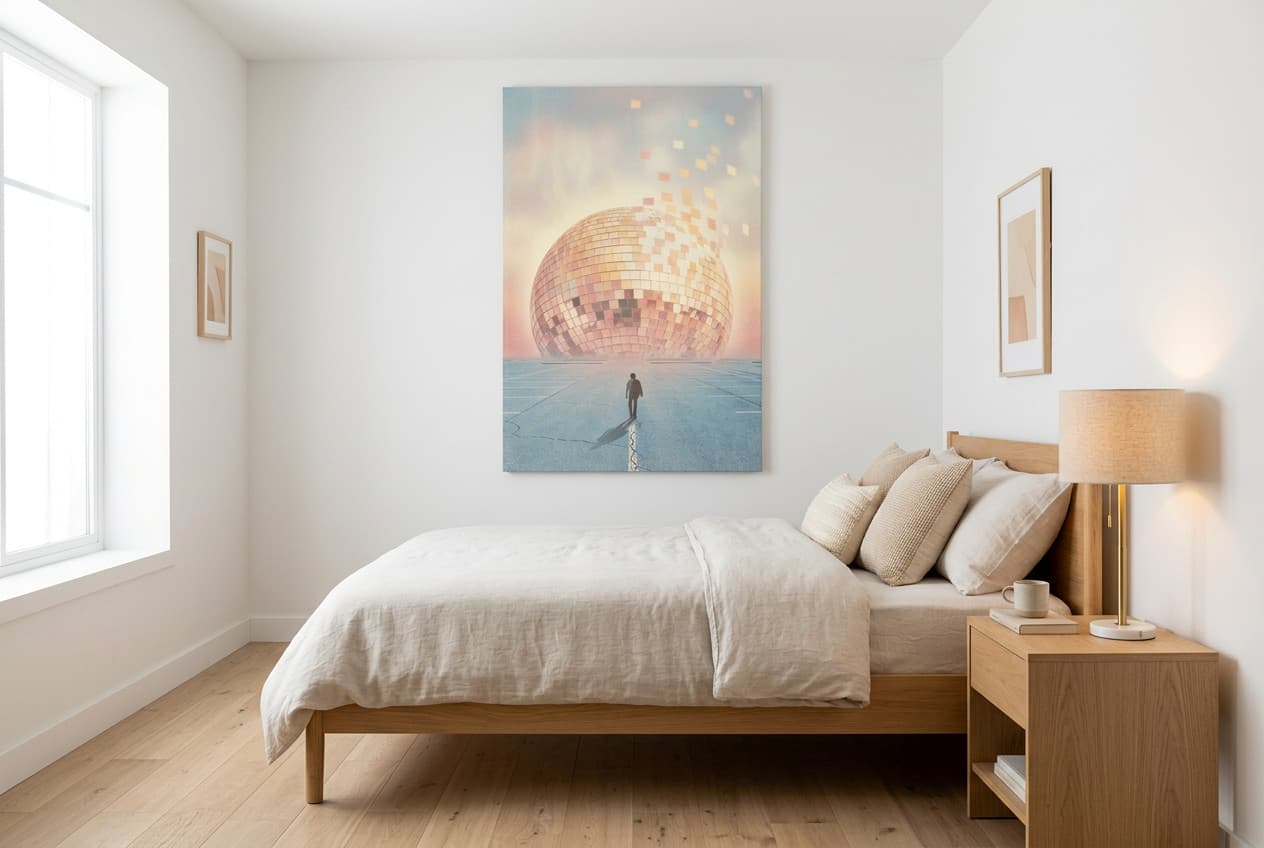 Scandinavian decor idea: “Canvas Disco Last Dance” in a bedroom
