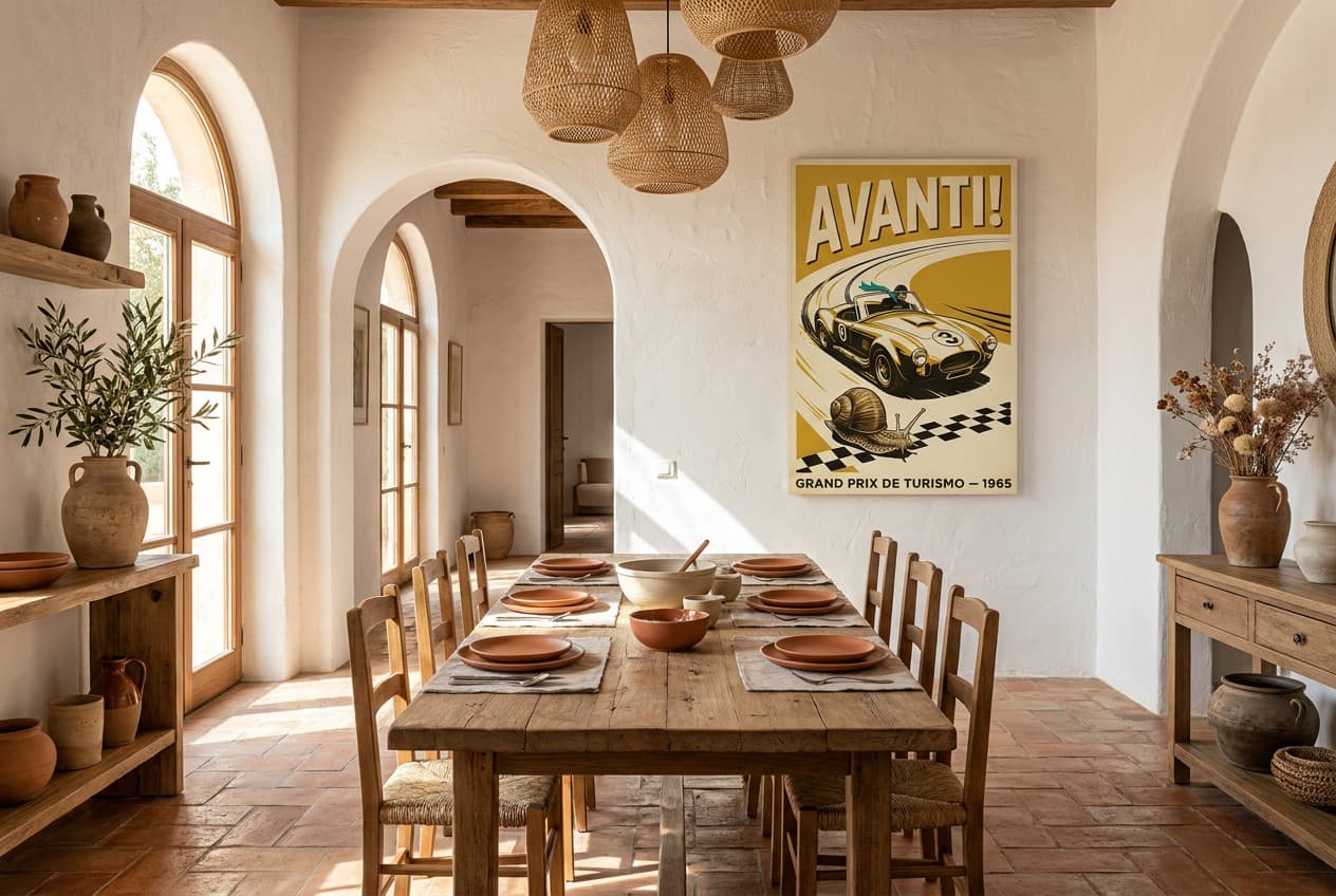 Mediterranean decor idea: “Canvas Vintage Car Avanti” in a dining room