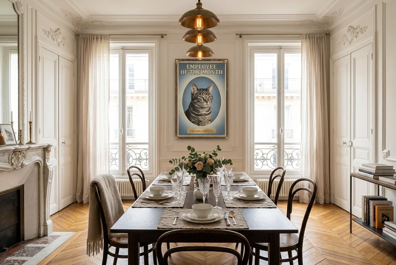 Parisian decor idea: “Canvas Employee of the Month” in a dining room