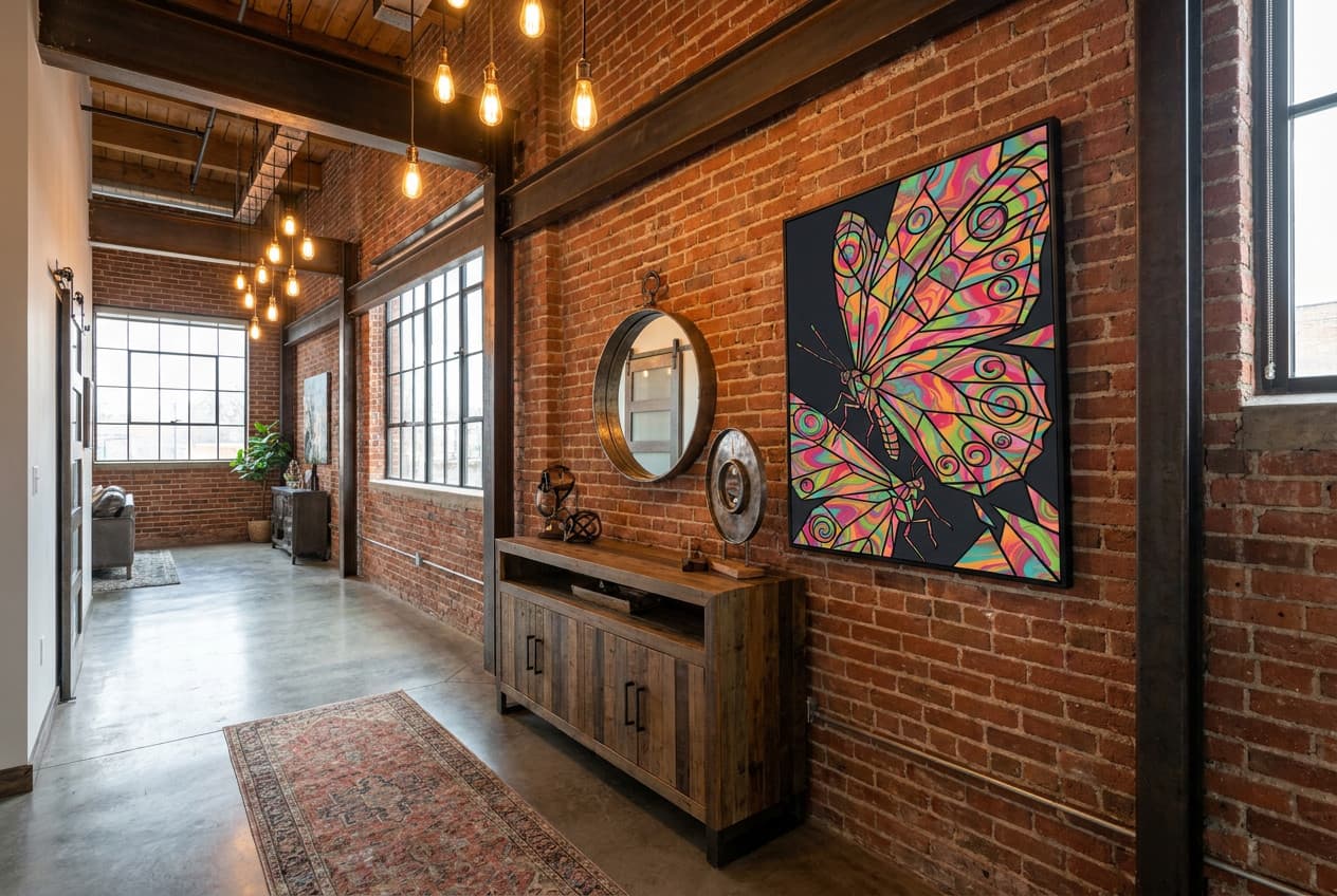Industrial decor idea: “Poster Butterfly Kaleidoscope” in a hallway