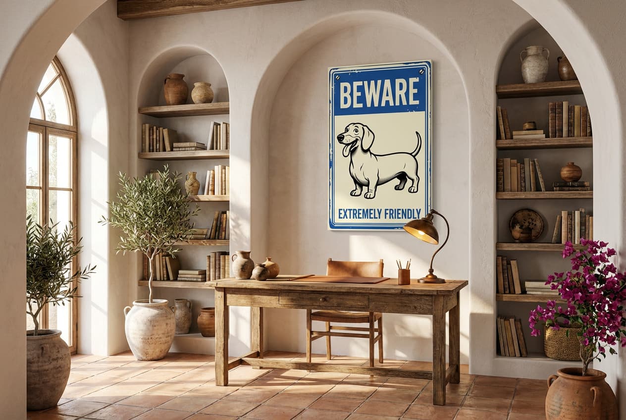 Mediterranean decor idea: “Canvas Dog” in a home office