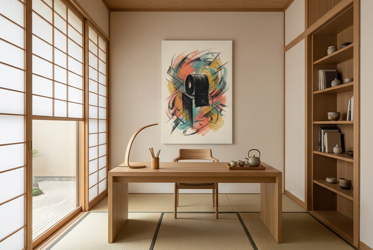 Japanese decor idea: “Canvas Golden Roll” in a home office