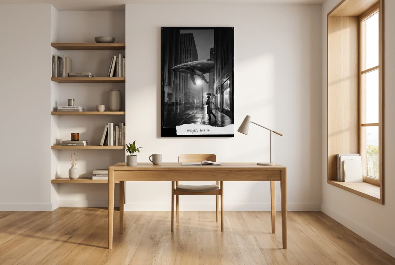 Scandinavian decor idea: “Canvas Night Avenue” in a home office