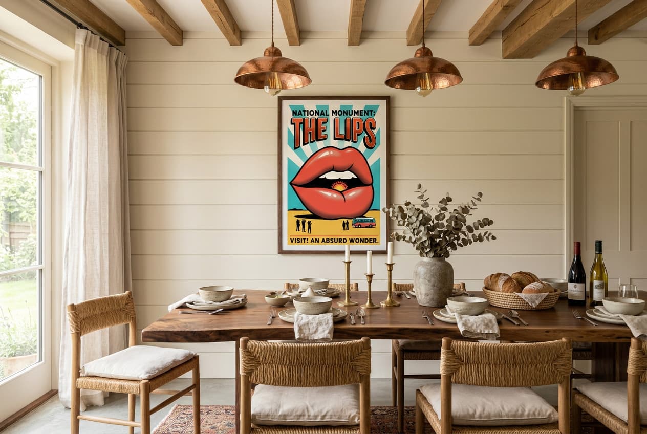 Farmhouse decor idea: “Poster Lips Landmark” in a dining room