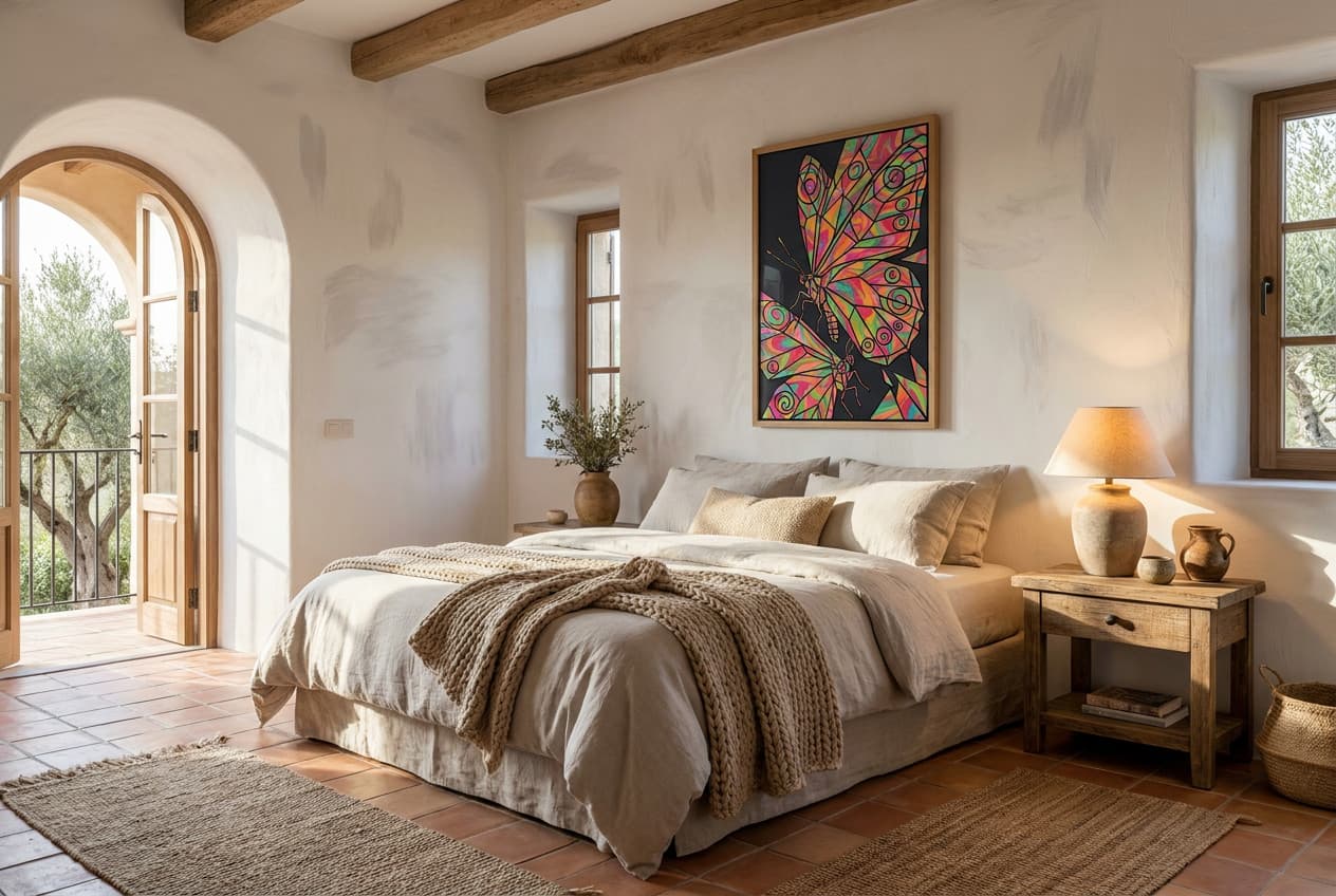 Mediterranean decor idea: “Poster Butterfly Kaleidoscope” in a bedroom