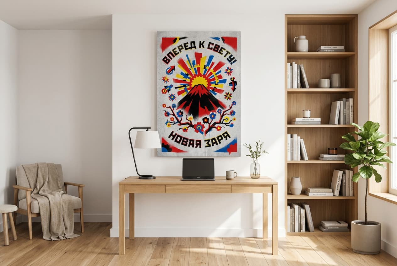Scandinavian decor idea: “Canvas Mount Fuji Sunrise” in a home office