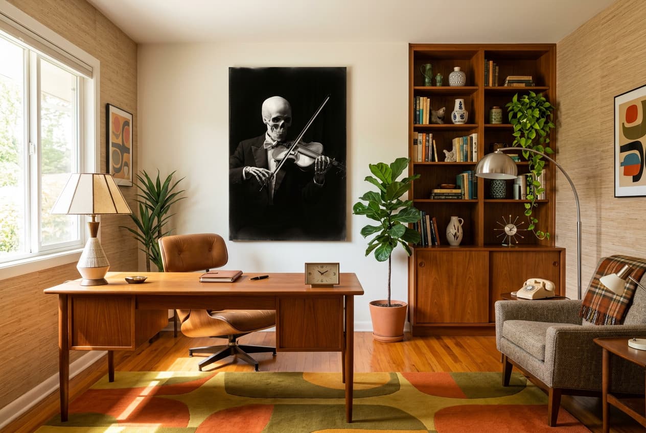 Mid-century decor idea: “Canvas The Violinist” in a home office