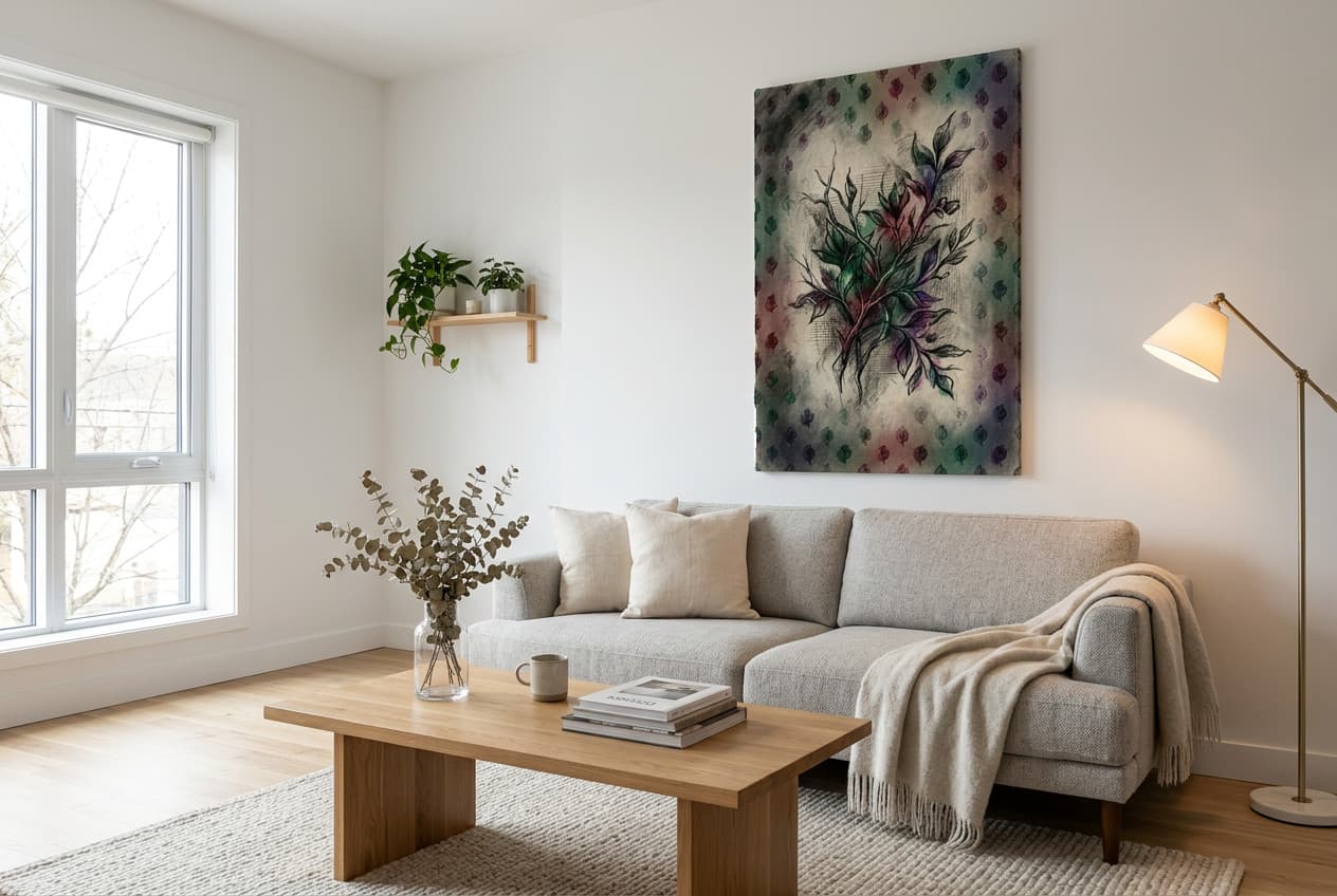 Scandinavian decor idea: “Canvas Quiet Botanics” in a living room