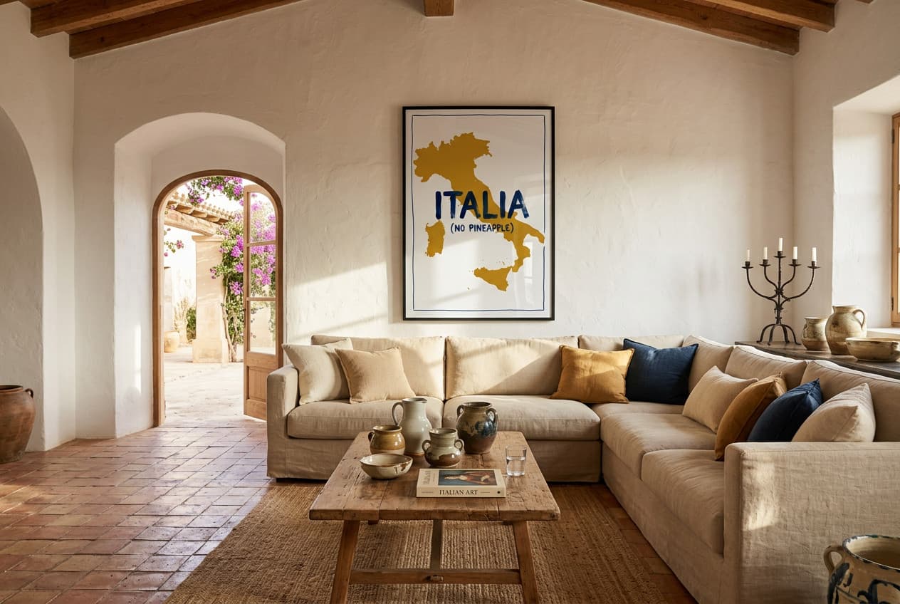 Poster Italy No Pineapple – Room scene 2