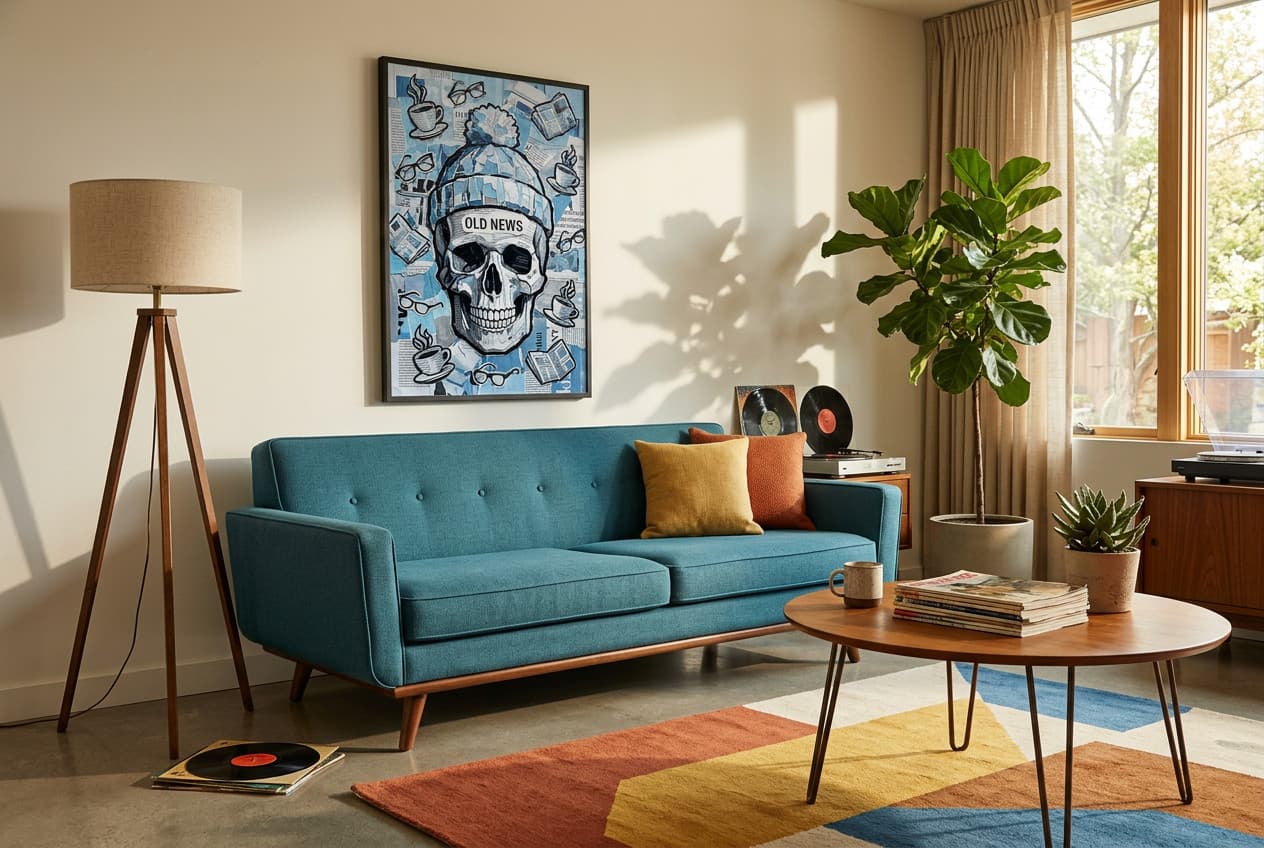 Poster Skull Old News – Room scene 2