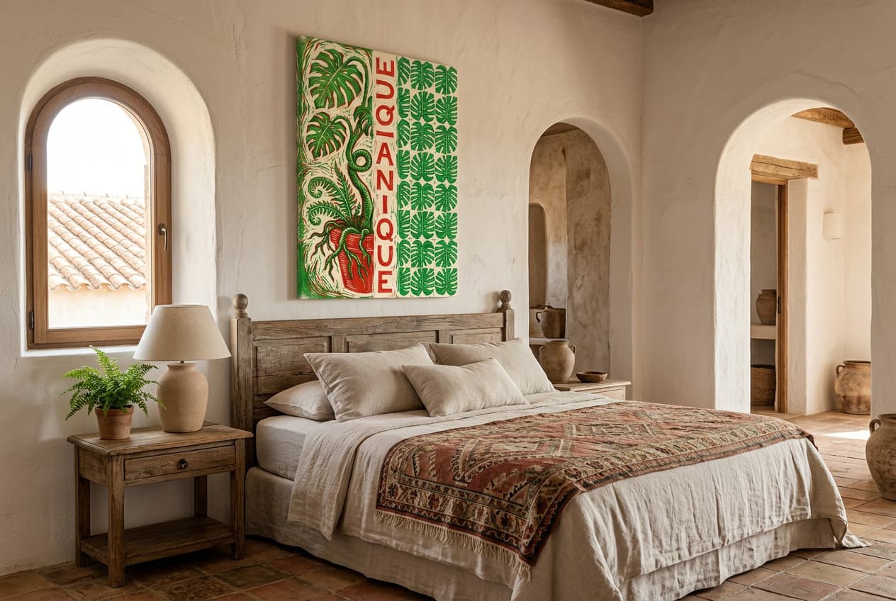 Mediterranean decor idea: “Canvas Botanical Wild Side” in a bedroom